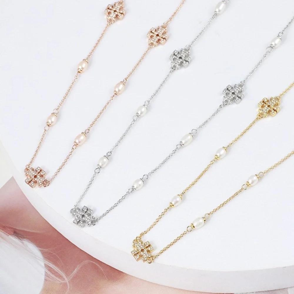 Tory Burch Silver Kira Pearl-Chain Necklace - Picture 4 of 8